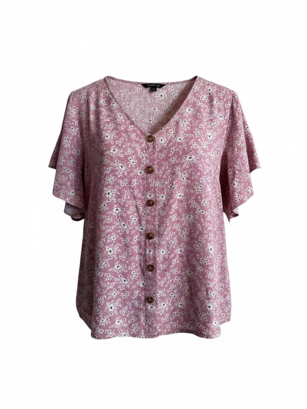 BloomChic Light apink Floral Button-Front V-Neck Top Size 22/24